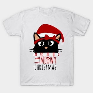 Meowy Christmas Cute Black Mom Cat T-Shirt